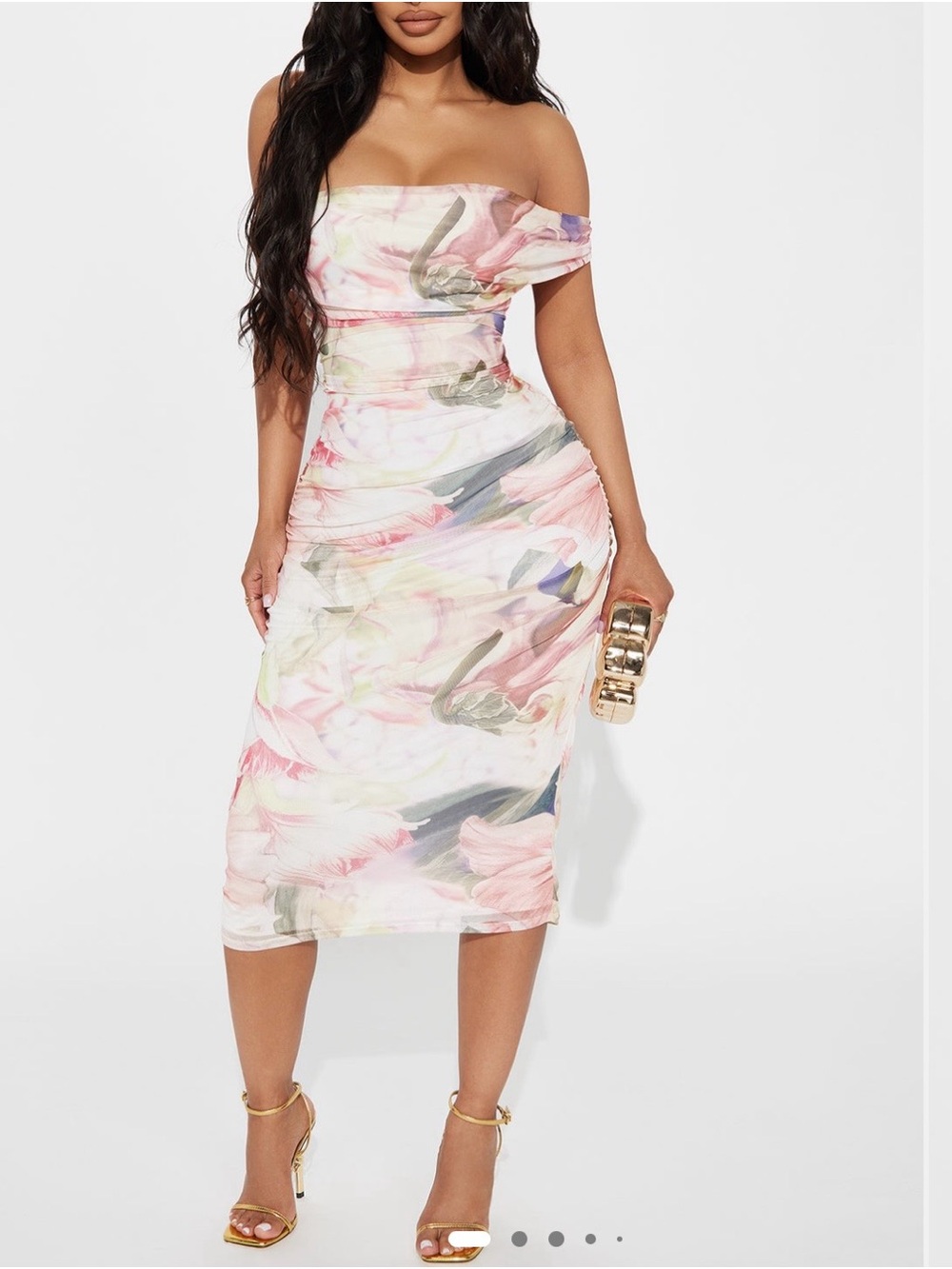 Fashion Nova Still in Love Floral Mesh Midi Dress